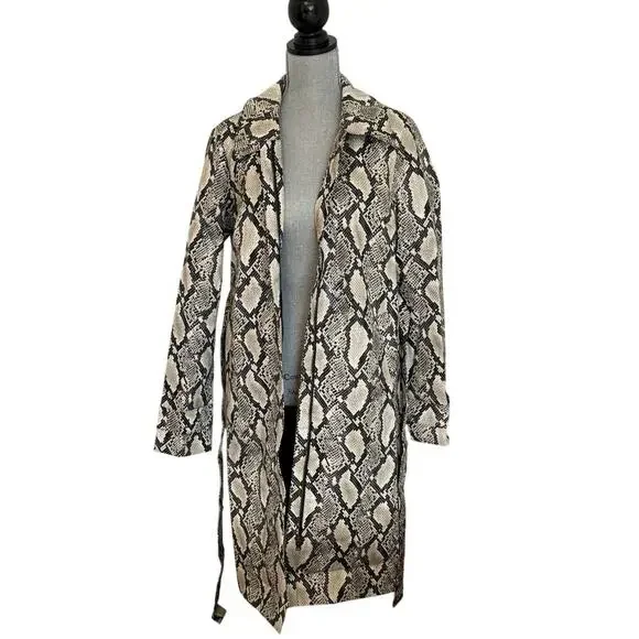 NWT Choosy Elizabeth Faux Snakeskin Coat Lined Belted Women's Sizes S - Picture 7 of 12
